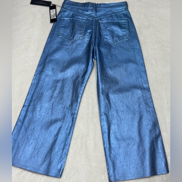 Veronica Beard Taylor Wide Leg Crop Pants Metallic Blue Women’s Size 29 - Picture 5 of 5